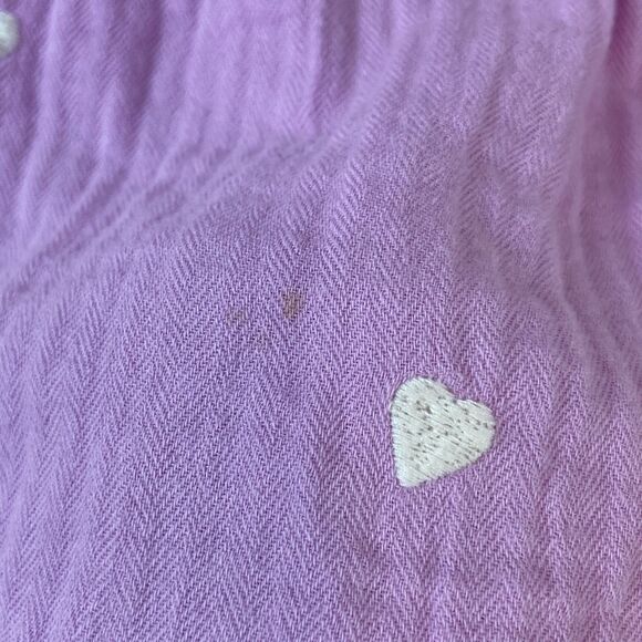 Cat & Jack Top Girls M (8) Purple Embroidered Hearts‎ Gauzy Ruffle Sleeve Cotton - Picture 3 of 5